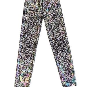 Appaman, Girl’s Metallic Rainbow Leipard Print Leggings, Size 7